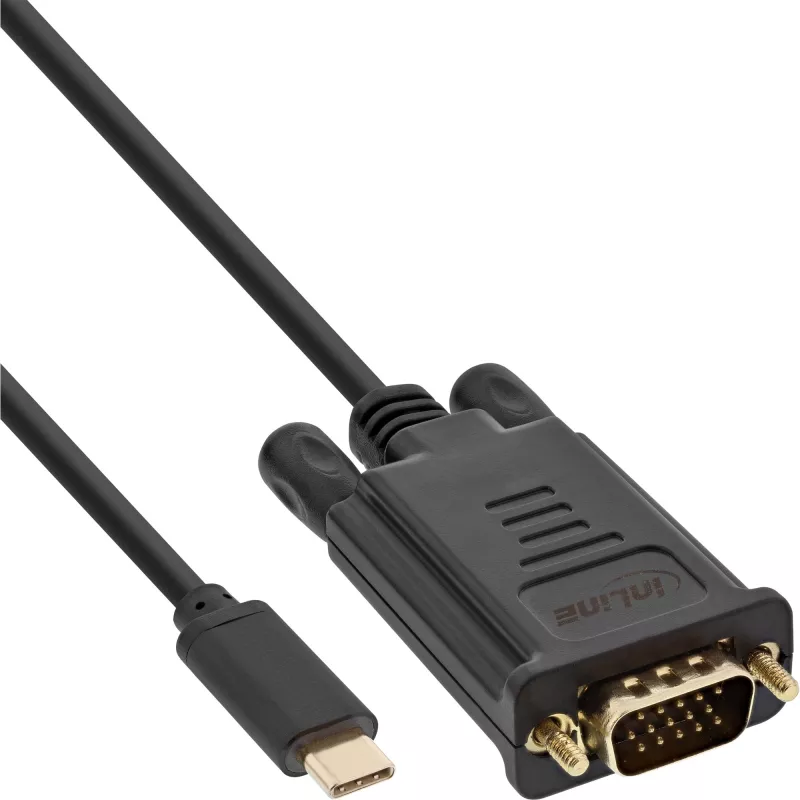 InLine USB Display kabelis, USB-C tėvas / VGA tėvas (DP Alt Mode), juodas, 2 m