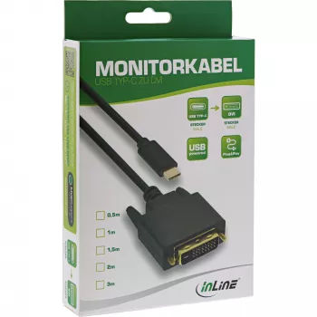 InLine USB Display kabelis, USB-C kištukas / DVI kištukas (DP Alt Mode), juodas, 1 m