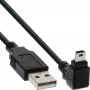 InLine USB Type A kištukas / Mini-USB kištukas 5 kontaktų žemyn lenktas 90° juodas 3m