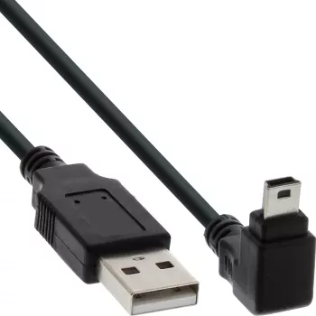 InLine USB Type A vyriškas / Mini-USB vyriškas 5 kontaktų, nukreiptas žemyn 90° juodas 2 m