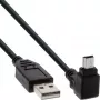 USB Type A jungtis / Mini 5 kontaktų jungtis aukštyn kampuota 90° juoda 3 m InLine 31430