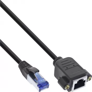 InLine komutacinis kabelis su integruotu prailginimu, S/FTP (PiMf), Cat.6A, LSZH, varis, 3 m