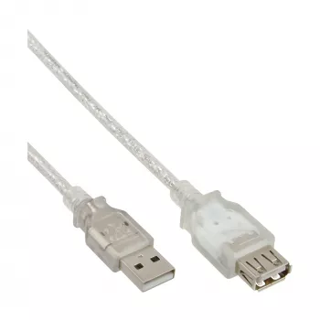 USB 2.0 ilginamasis kabelis Type A M/F InLine 34603 3 m permatomas
