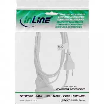 InLine Euro Type C Plug Power Extension kištukas / lizdas, baltas, 3m