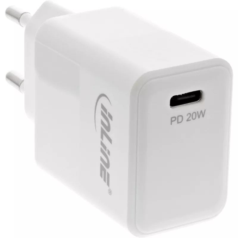 InLine USB PD įkroviklis, vienas USB-C, Power Delivery, 20 W, baltas