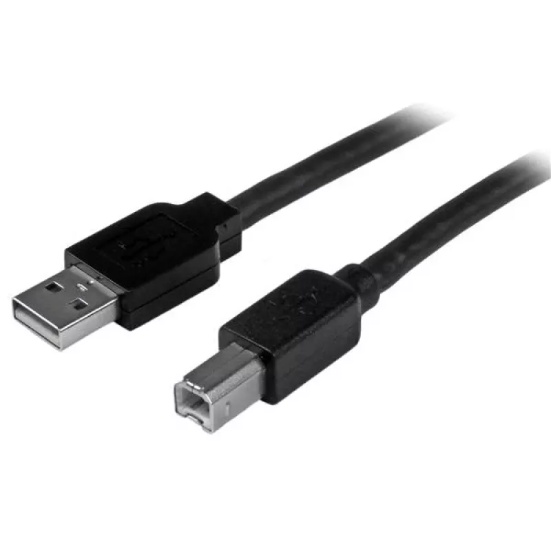 StarTech.com 50 pėdų (15 m) aktyvus USB 2.0 A į B laidas, ilgas USB spausdintuvo laidas, 1x USB-A (M), 1x USB-B (M) – juodas