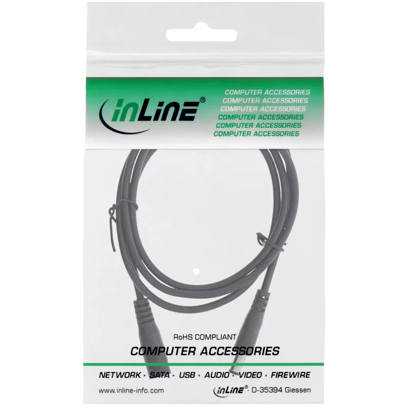 InLine DC prailginimo kabelis, DC kištukas/kištukinis lizdas 5,5x2,1 mm, juodas, 5 m
