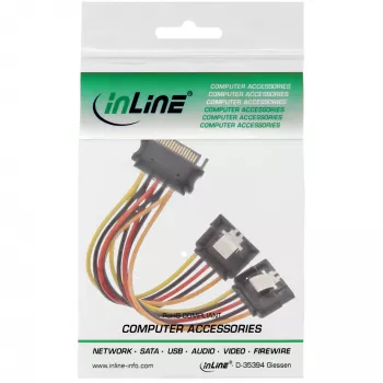 InLine SATA maitinimo Y laidas, lizdas / 2 x kištukas su apsauginiu fiksatoriumi, 0,30 m