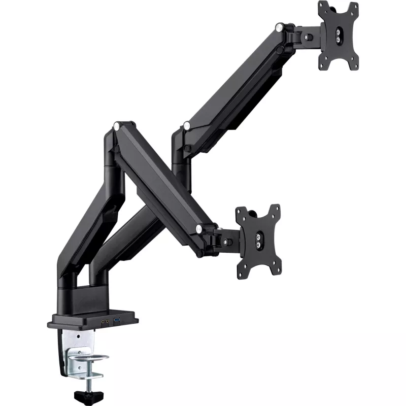 InLine stalinis laikiklis su keltuvu ir USB/garso jungtimis, 2 monitoriams iki 81 cm (32 colių), juodas