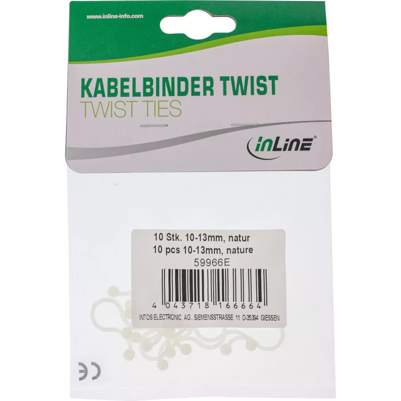 „InLine“ susukami raiščiai 13 mm, natūralios/baltos spalvos, pakuotėje 10 vnt.