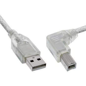 InLine USB 2.0 laidas, statusis A tipo kištukas / B tipo kištukas, permatomas, 1 m
