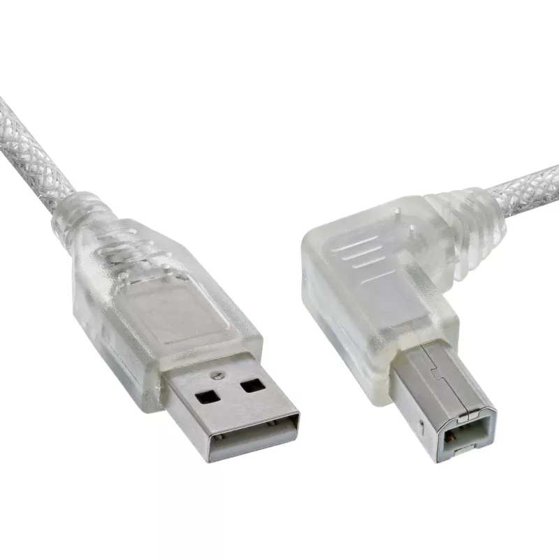 InLine USB 2.0 laidas, statusis A tipo kištukas / B tipo kištukas, permatomas, 1 m