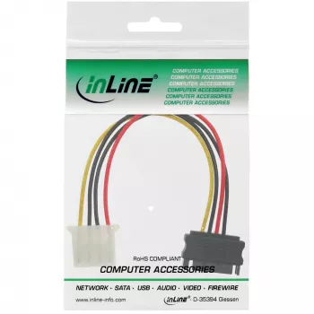 SATA maitinimo adapterio laidas 15 kontaktų lizdas / 4 kontaktų kištukas 0,15 m InLine 29669