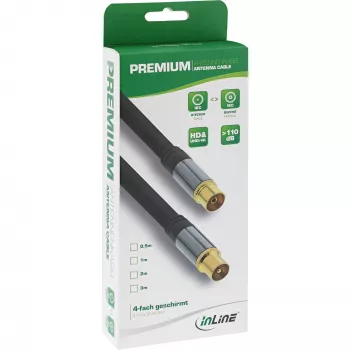 Antenos kabelis InLine Premium 69203P 4 kartus ekranuotas >110 dB juodas 3 m