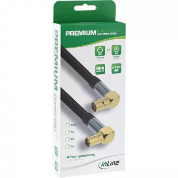 InLine Premium antenos laidas, kampinis, 4 kartus ekranuotas, >110 dB, juodas, 10 m