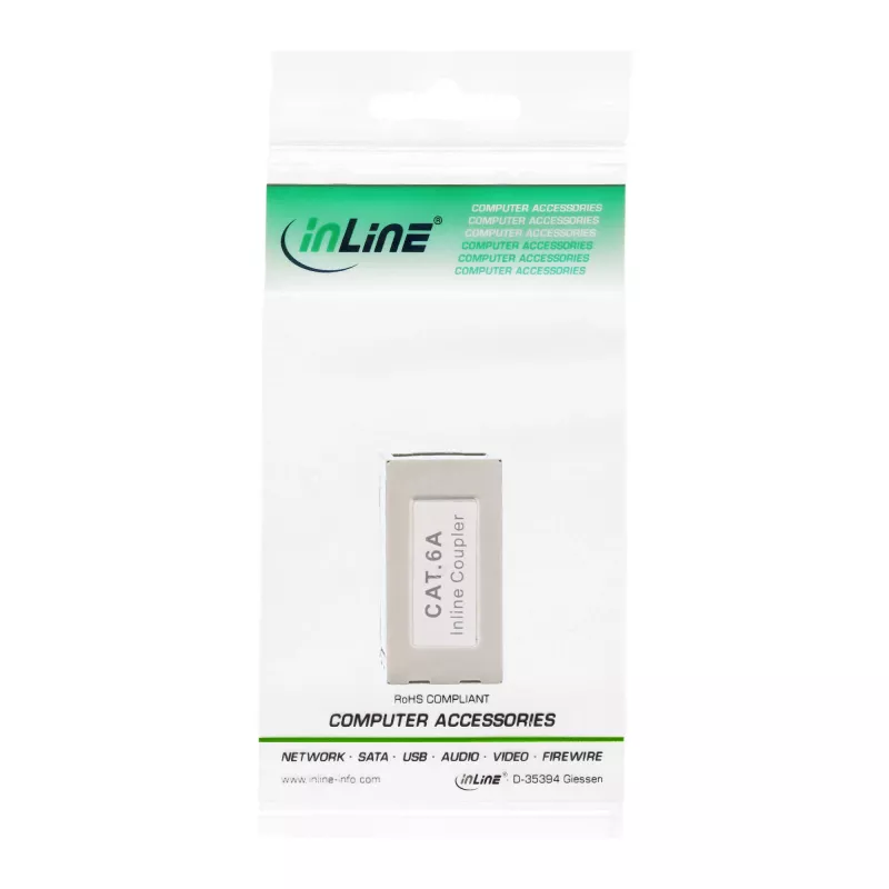 InLine Cat.6A adapteris, pilnai ekranuotas, metalinis, 2x RJ45 mot./mot., 1:1