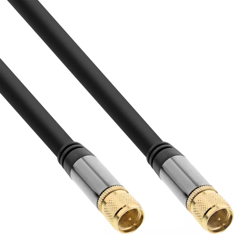 InLine Premium SAT kabelis, 4x ekranuotas, 2x F-kištukas, >110dB, juodas, 3m