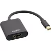 Mini DisplayPort prie HDMI adapteris InLine 4K/60Hz su garso palaikymu, aliuminis, 0,15 m, juodas