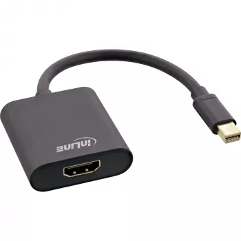 Mini DisplayPort prie HDMI adapteris InLine 4K/60Hz su garso palaikymu, aliuminis, 0,15 m, juodas