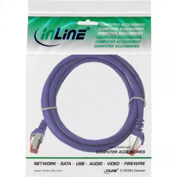 InLine komutacinis kabelis S/FTP PiMF Cat.6 250MHz PVC varis violetinis 0,25 m