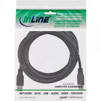 InLine USB 3.2 Gen.1 kabelis Type A kištukas / A kištukas, juodas, 3 m