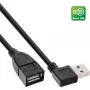 InLine USB 2.0 Smart kabelis kampuotas + reversinis A tipo kištukas / lizdas juodas 0,2 m