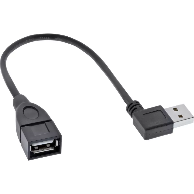 InLine USB 2.0 Smart kabelis kampuotas + reversinis A tipo kištukas / lizdas juodas 0,2 m