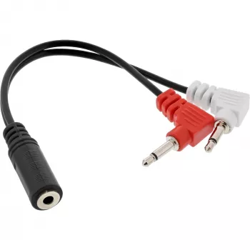 InLine Audio Plane ausinių adapterio laidas, 2x 3,5 mm kištukai į 3,5 mm lizdą 3 kontaktų, 0,15 m