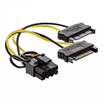 InLine maitinimo adapterio laidas, 2x SATA kištukas / 8pin PCI-Express kištukas, 0,15 m