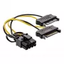 InLine maitinimo adapterio laidas, 2x SATA kištukas / 8pin PCI-Express kištukas, 0,15 m