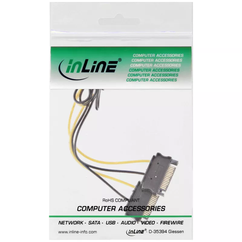 InLine maitinimo adapterio laidas, 2x SATA kištukas / 8pin PCI-Express kištukas, 0,15 m