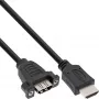 HDMI 4K2K adapteris Type A (kištukas) / A (lizdas) su flanšu 0,6 m InLine 17500B