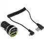InLine USB DUAL+ KFZ įkrovimo rinkinys, maitinimo adapteris su 1 m spiraliniu kabeliu