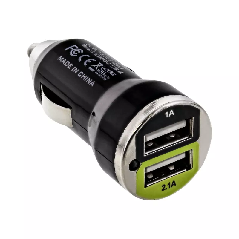InLine USB DUAL+ KFZ įkrovimo rinkinys, maitinimo adapteris su 1 m spiraliniu kabeliu