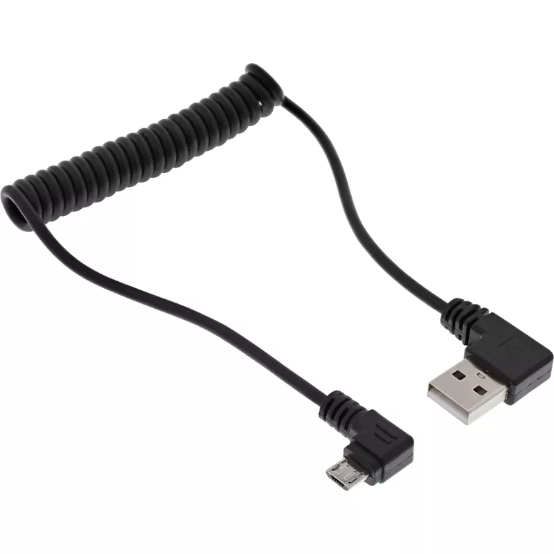 InLine USB DUAL+ KFZ įkrovimo rinkinys, maitinimo adapteris su 1 m spiraliniu kabeliu