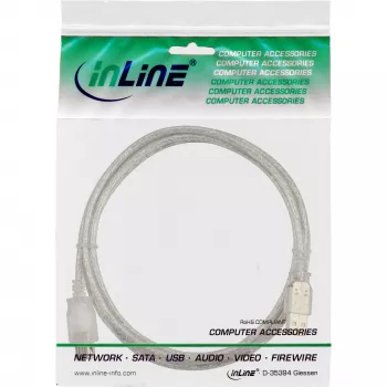 USB 2.0 ilginamasis laidas Type A M/F InLine 34650 0,5 m permatomas