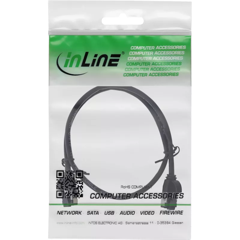 InLine plonas komutacinis kabelis, U/FTP, Cat.8.1, TPE be halogenų, juodas 0,25 m