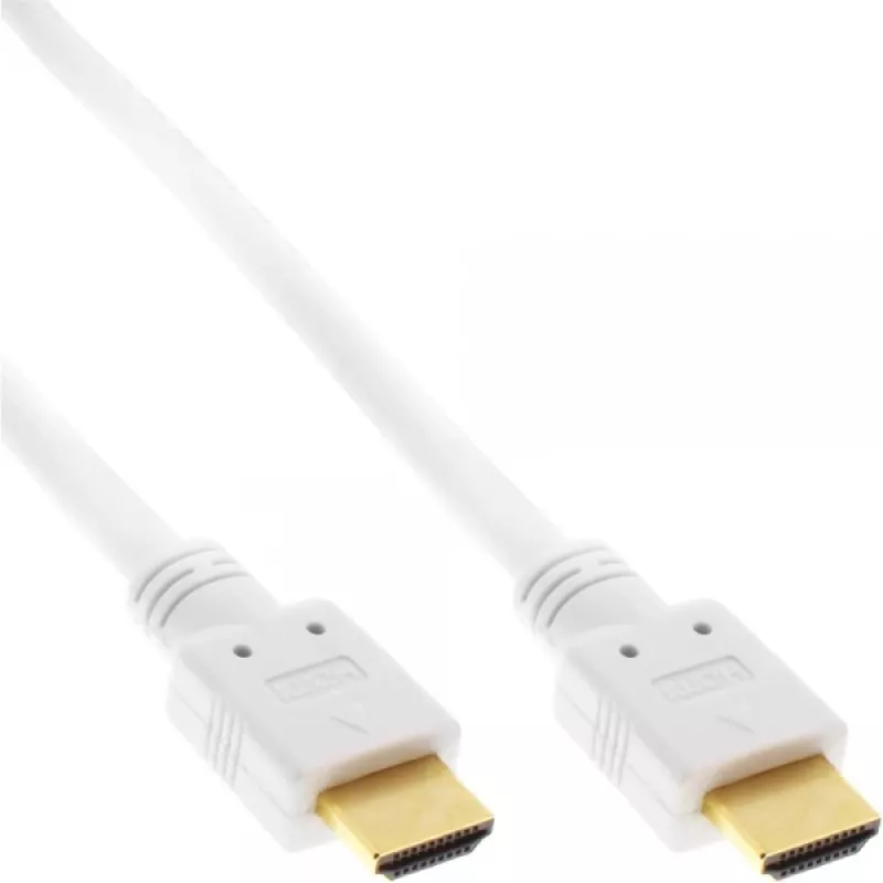 InLine High Speed HDMI laidas su Ethernet, M/M, baltas, auksiniai kontaktai, 1 m