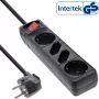 InLine kištukinių lizdų juosta, 4 lizdų, 2x CEE7/3 + 2x Euro CEE 7/16, juoda, 3 m