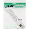 InLine kištukinis lizdas CEE 7/3, 6 lizdų, apsauga nuo viršįtampių, jungiklis, baltas