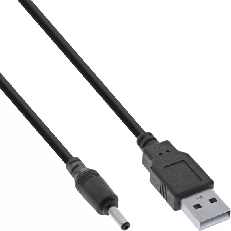InLine USB nuolatinės srovės maitinimo adapterio kabelis, USB A kištukas į DC 3,5x1,35 mm lizdą, 2 m