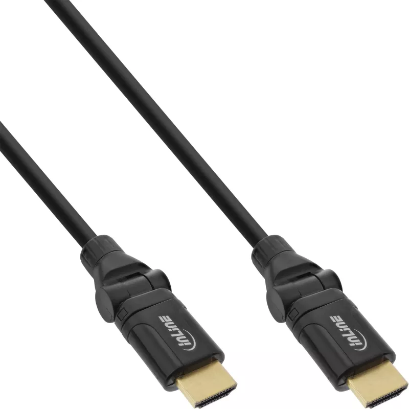 InLine High Speed HDMI sukamas kabelis, su Eth., AM/AM, juodas, auks. kont., 3m