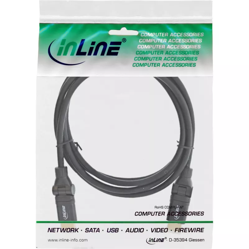 InLine High Speed HDMI sukamas kabelis, su Eth., AM/AM, juodas, auks. kont., 3m
