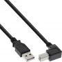 InLine USB 2.0 laidas, žemyn lenktas A tipo kištukas / B tipo kištukas, juodas, 1 m