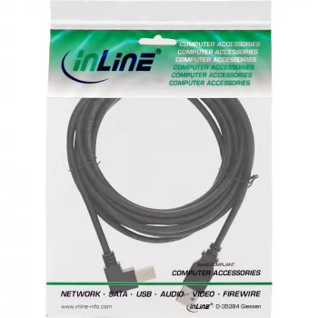 InLine USB 2.0 laidas, žemyn lenktas A tipo kištukas / B tipo kištukas, juodas, 1 m
