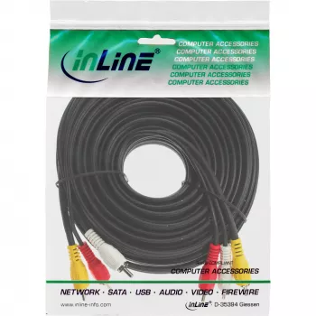 InLine AV kabelis 3x RCA kištukas / kištukas 1,5 m, 3 x RCA, 1,5 m, juodas