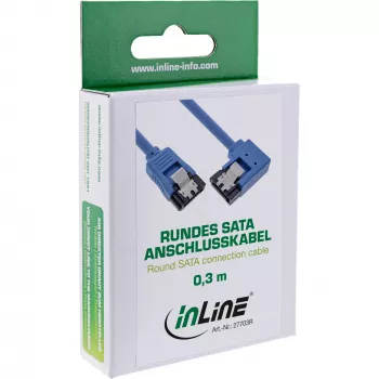 InLine SATA 6Gb/s apvalus laidas, vienoje pusėje 90° kampinė jungtis, su užraktais, 0,5 m