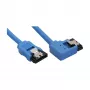 InLine SATA 6Gb/s apvalus laidas, mėlynas, kairysis 90° kampinis, su skląsčiais, 0,5 m