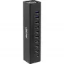 InLine USB 3.0 10 prievadų šakotuvas aliuminio korpuse su 4A maitinimo šaltiniu, juodas