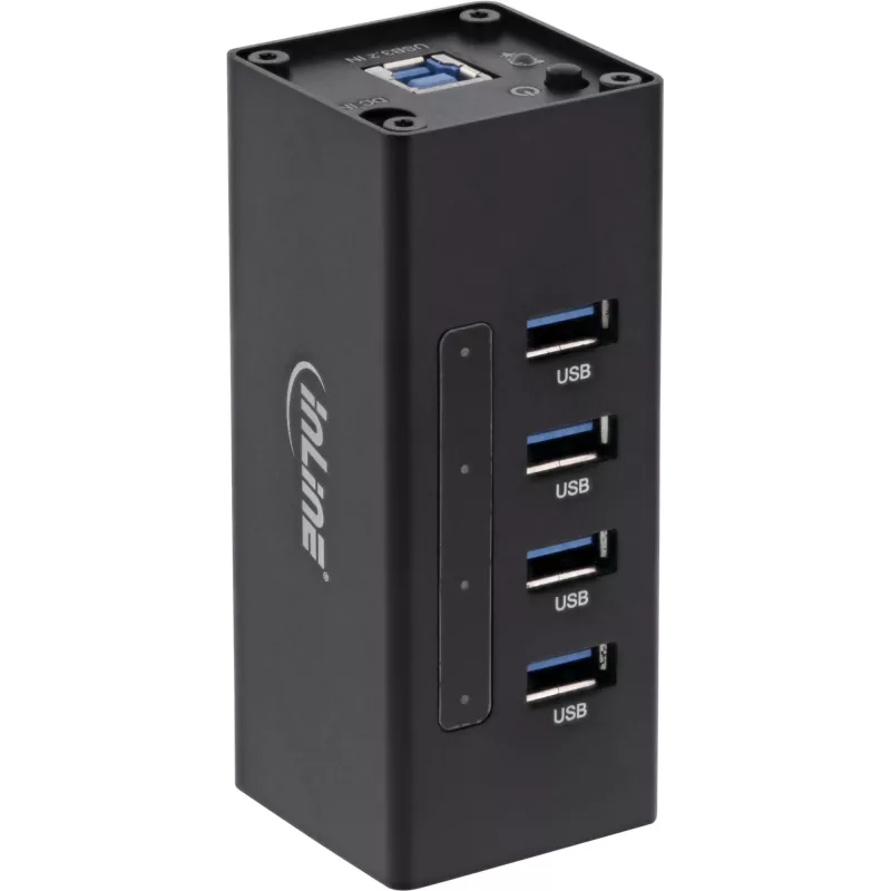 InLine USB 3.0 šakotuvas, 4 prievadų, aliuminio korpusas, su 2,5A maitinimo šaltiniu